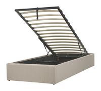 Beliani Ottoman Bed Fabric Dinan 90 X 200 Cm (eu Single) Beige, Brown