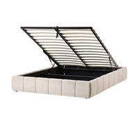 Ottoman Bed without Headboard Fabric GENAS 140 x 200 cm (EU Double) Light Beige