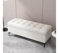 Ottoman Bench Ottoman With Storage, End Of Bed Storage Bench, Rectangle Upholstered Storage Benches With Seating, Bedroom Ottoman, Storage Bench For Living,White-90x40x43cm