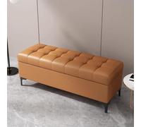 Ottoman Bench Ottoman With Storage, End Of Bed Storage Bench, Rectangle Upholstered Storage Benches With Seating, Bedroom Ottoman, Storage Bench For Living,Orange-80x40x43cm