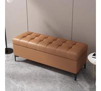 Ottoman Bench Ottoman With Storage, End Of Bed Storage Bench, Rectangle Upholstered Storage Benches With Seating, Bedroom Ottoman, Storage Bench For Living,Light Brown-100x40x43cm