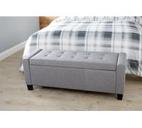 Ottoman Bench Window Seat Grey Fabric Toy Bedding Storage Box Verona