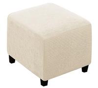 Ottoman Cover Square 40x40/45x45/50x50cm Stretch Velvet Jacquard Cube Storage Ottoman Slipcover Footrest Foot Stool Cover Footstool Slipcovers Anti-Slip Furniture Protector ( Color : #2 , Size : 40x40