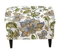Ottoman Covers, Rectangle Stool Furniture Protector, Printed Stretch Ottoman Slipcover, Footrest Stool Covers