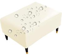 Ottoman Covers Slipcover Rectangle Waterproof Faux Leather Footstool Cover Stretch Footrest Protectors with Elastic Bottom Folding Storage Stool Furniture Protector(Color 2,130-140cm/51.1-55.1in)