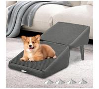 Ottoman Dog Ramp, 2-in-1 Lightweight Folding Dog Ramp Bed, Pet Ramp for Bed for Elderly Dogs Young Or Small Dog,gray