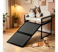 Ottoman Dog Stairs for High Beds, Folding Pet Ramp & Couch Steps for Small Medium Dogs, Non-Slip Stable Doggie Ladder for Indoor Outdoor Use