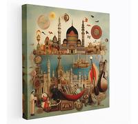 Ottoman Empire Canvas Wall Art - Cultural Fusion Collage Print, 12" x 12"