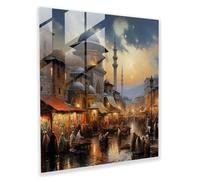 Ottoman Empire Glass Print - Market Melody - Ottoman Empire, Wall Decoration, Glass Art, Home Decoration, 12" x 12"