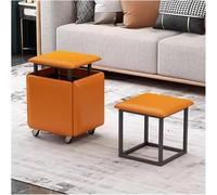 Ottoman Footrest with Swivel Casters - Versatile Makeup Stool Slish Leather Cube Footstool on Wheels for Home Office and Salon Use