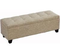 Ottoman Footstool Bench, Multi-functional Storage with Breathable Linen Upholstered Seat for Bedroom Living Room, Supports Up to 150kg