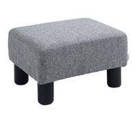 HOMCOM Small Grey Linen Fabric Footstool - Size: 17 x 33 x 43cm - Wilko