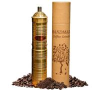 Ottoman Inspirations 9" Handmade Hand Crafted Hammered Manual Brass Coffee Mill Grinder, Portable Steel Conical Burr Coffee Mill, Portable Hand Crank Coffee Grinder, Turkish Coffee Grinder