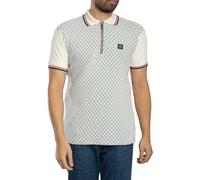 Ottoman Jacquard Panel Polo Shirt Ecru L