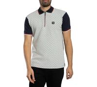 Ottoman Jacquard Panel Polo Shirt Navy 4XL