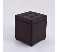 Ottoman Leather Footstool,Square Storage Stool Modern Minimalist Living Room Sofa Foot Stools Solid Wood Small Seat Chair Non-Slip Waterproof,Orange,Black