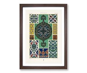 Ottoman Pattern by Albert Racinet Framed Print | A2 Walnut Framed Wall Art | Ready to Hang | Modern Fantasy Picture | Living Room Bedroom Lounge Office