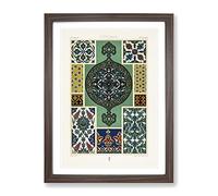 Ottoman Pattern By Albert Racinet Vintage Framed Print | A2 Walnut Framed Wall Art | Ready to Hang | Classic Fantasy Picture | Living Room Bedroom Lounge Office