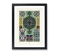 Ottoman Pattern By Albert Racinet Vintage Framed Print | A3 Black Framed Wall Art | Ready to Hang | Classic Fantasy Picture | Living Room Bedroom Lounge Office