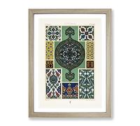 Ottoman Pattern By Albert Racinet Vintage Framed Print | A3 Oak Framed Wall Art | Ready to Hang | Classic Fantasy Picture | Living Room Bedroom Lounge Office
