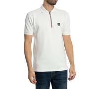 Trojan Ottoman Rib Chrome-Effect Zip Polo Shirt TR/8985 Ecru