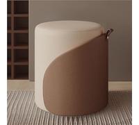 Ottoman, Round Footstool, Leather Foot Rest, Upholstered Vanity Chair, Modern Small Ottomans for Living Room, Entryway, Bedroom (Brown)