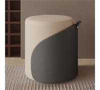Ottoman, Round Footstool, Leather Foot Rest, Upholstered Vanity Chair, Modern Small Ottomans for Living Room, Entryway, Bedroom (Grey)