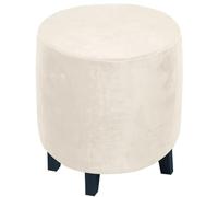 Ottoman Slipcover Stretch Velvet/Jacquard Round Cover Thick Foot Stool Washable Storage Protector With Elastic Bottom ( Color : #1 , Size : 45x45cm/18
