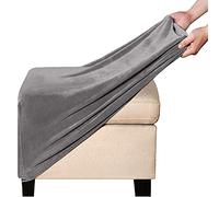 Ottoman Slipcover Square Velvet Footstool Cover Large Brown/Grey/Black Footrest Pouffe Protector Covers with Elastic Bottom Washable Super Soft Universal Slipcovers (Color : B)