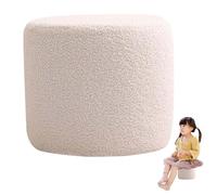 Ottoman Stool 7.5 Inch Tall Small Pouffes for Living Room Sturdy and Comfortable Padded Seat Foot Stool Rest Hold up to 150Kg for Office Entryway Bedroom White Small Wooden Stool Foot Stool Living Roo