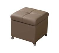 Ottoman Stool with Wheels Upholstered Entryway Bench Leather Footrest for Couch Flip Top Lid Cube Seat Stylish Khaki Grey Storage Stool Versatile Rolling Design