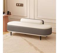 LEIYTFE Ottoman Storage Bench with Seat,Entryway Storage Box,Modern End of Bed Bench Living Room Bench with Lumbar Pillow Faux Leather Footrest Stool(Dark Grey+Beige,100cm)