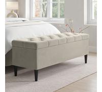 Ottoman Storage Blanket Box in Beige Velvet - Amara
