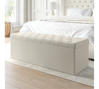 Ottoman Storage Blanket Box in Cream Fabric - Safina