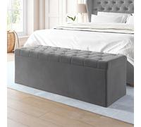 Ottoman Storage Blanket Box in Grey Velvet - Safina