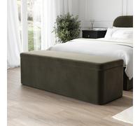 Ottoman Storage Blanket Box in Khaki Velvet - Zara