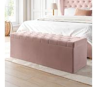 Ottoman Storage Blanket Box in Pink Velvet - Safina