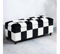 Ottoman Storage Box Large Blankets Linen Bedroom Footstool Bench Black White