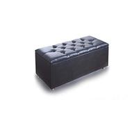 OTTOMAN STORAGE BOXES WITH FAUX LEATHER TOY STORAGE BOX | BLANKET BOX | STORAGE BOXES WITH LIDS (BLACK)