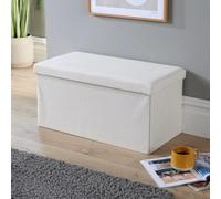 Ottoman Storage Chest Corduroy Fabric Large Folding Solid Space Saving Home Source Cream One Size