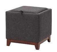 Ottoman Storage FootrestSquare Padded Ottoman Stool with Soft Cushion and Wooden Legs for SofaDark Grey Footstool with Versatile Use and Stylish Design