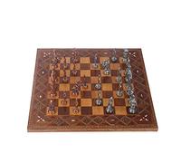 Ottoman vs Byzantine Figures Metal Chess Set for Adult,Handmade Pieces Pieces and Natural Solid Wooden Chess Board, Original Pearl Around Board King 2.95 inc