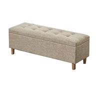 Ottoman with Hidden Lid Solid Wood Legs Linen Fabric Perfect for Shoe Changing Versatile Sto Solut for Bedroom & Living Room Seating