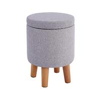 Ottomans Foot Stool Ottomans Foot Stool Round Footstool Cotton Linen Foot Stools Storage Ottoman Dressing Table Stool Ottomans for The Bedroom Footstools for Living Room, Pink- 32x