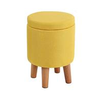 Ottomans Foot Stool Ottomans Foot Stool Round Footstool Cotton Linen Foot Stools Storage Ottoman Dressing Table Stool Ottomans for The Bedroom Footstools for Living Room, Pink- 32x