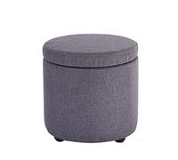 Ottomans Foot Stool Ottomans Foot Stool Round Footstool Cotton Linen Foot Stools Storage Ottoman Dressing Table Stool Ottomans for The Bedroom Footstools for Living Room, Pink- 32x