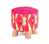 Ottomans Foot Stool Shoe Change Stool Fruit Stool Wooden Leg Footstool Round Foot Stools Ottomans for Living Room Ottomans for The Bedroom, Dragon fruit-28x28x25cm