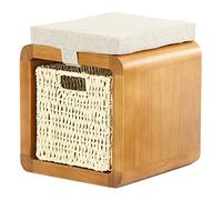 Ottomans Foot Stool Storage Stool Rest Stool Shoe Change Stool Straw Fabric Stool Ottomans for The Bedroom Ottomans for Living Room,SquareD-32X27X38CM