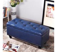 Ottomans Stools Leather Footstool - 2 in 1 Storage Boxes and Seat - End of Bed Storage Bench Rectangle Foot Rest Stool Change Shoe Stool for Bedroom, Hallway or Living Room(Color 10,100 * 40 * 4