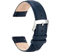 OTTOODY Leather Watch Straps Quick Release, Elegant & Soft Top Grain Genuine Leather Watch Strap for Men Women, 22mm 21mm 20mm 18mm 16mm Replacement Bands for Watch & Smartwatch, Silver Buckle